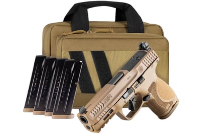 Smith and Wesson M&P9 M2.0 Compact 9mm 4.07" w/ 5 Mags and Savior Range Bag - FDE - $544.99 
