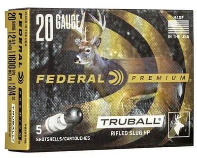 Federal Premium Vital-Shok 20 GA 2-3/4" 3/4oz TruBall HP Rifled Slug 5 Rounds - $5.79