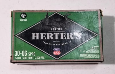 Herter's Hunting Rifle Ammo .30-06 Springfield 150 Grain 20 Rds - $26.99 (Free Shipping over $50)