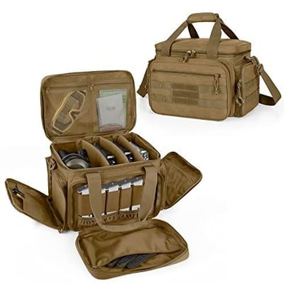DSLEAF Tactical Gun Range Bag for 4 Handguns, Pistol Shooting Range Bag with 6X Magazine Slots and Extra Pockets for Ammo and Essentials - $39.99 + FREE Shipping