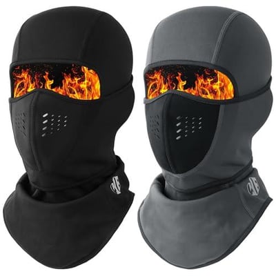 2 Pack Balaclava Fleece Face Masks Cold Weather Winter Warm Breathable Windproof Thermal Mask (Black + Gray) - $13.99 + FREE Shipping