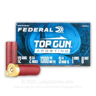 12 Gauge - 2-3/4" 1oz. #8 Shot - Federal Top Gun Sporting - 250 Rounds - $95