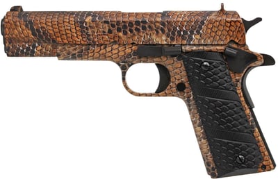 Iver Johnson 1911 A1 Government 45 ACP 8+1 5 Rattlesnake Hydrographic Steel Serrated Slide & Frame w/Beavertail, Black Dymondwood Snakeskin Grip - $531.09 ($16.95 Firearms, $11.99 Accessories)