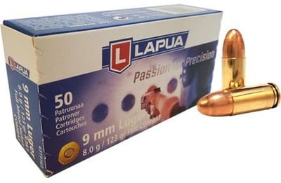Lapua Ammunition 9mm Luger Combat 123 grain FMJ 50 Rounds - $31.99