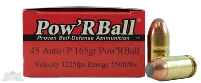 Glaser Pow'rBall 45 Auto/ACP+P 165gr Ammunition 20rds - PB45165/20 - $4.19