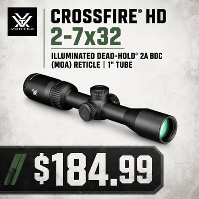 Crossfire HD 2-7x32 Illuminated Dead-Hold 2A BDC (MOA) Reticle 1" Tube - $184.99 