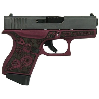 Glock G43 Gen 4 Custom Black Cherry Glock & Paisley Subcompact 9mm 3.41" 6rds, Black Cherry - $499.99 