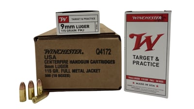 Winchester Ammo Q4172 Target & Practice 9mm 115 Gr Full Metal Jacket (FMJ) 500rd CASE - $99.99 