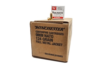 Winchester 9mm NATO USA Target FMJ 124Gr Ammo -1000Rd - $269.95 