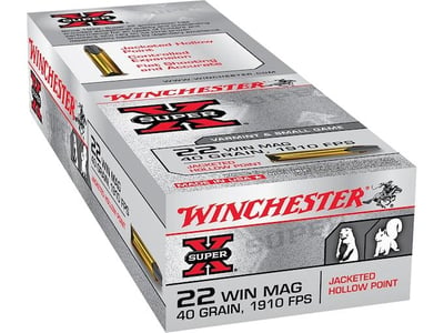 Winchester Super X 22 Winchester Magnum Rimfire (WMR) Ammo 40 Grain Jacketed Hollow Point - $12.49 (Free Shipping on $100+ Orders)