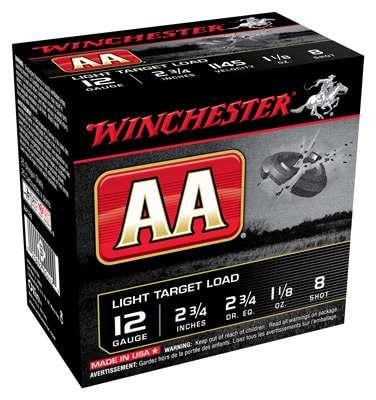 Winchester Ammo AA Target Loads 12 Gauge 2.75" 1-1/8 oz 8 Shot 25 Bx/10 Cs - $109.99