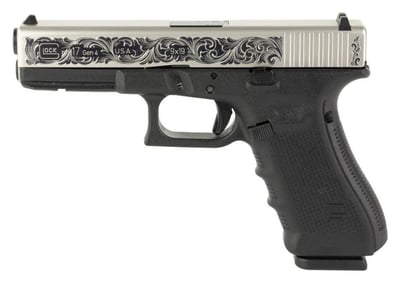 Glock G17 G4 9mm 4.49" barrel 17rd Stainless Engraved Scrollwork Slide - $599.99