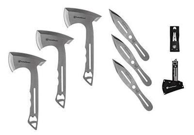 Smith & Wesson 8in Throwing Knives and 10in Axes Combo with Full Tang Stainless Steel Design, Bottle Opener and Nylon Sheaths for Recreation and Competition - $42 + FREE Shipping