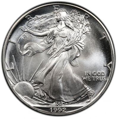 1992 American Silver Eagle Coin - $45.54 (Free S/H over $99)