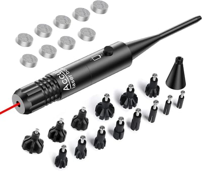 Bore Sight Kit Red Boresighter with Button Switch for.17 to 12GA Caliber Rifles Handgun Red Laser Sight - $8.99 After Code:"55AFWIAO" + FREE Shipping