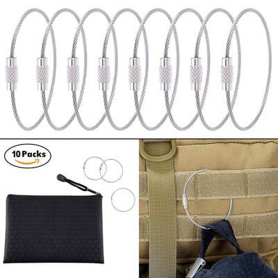 10 Pack Thread Heavy Duty Stainless Cable Keyring with Zippered Pouch After Code J7JFZ3UR - $6.79 (15% off) (Free S/H over $25)