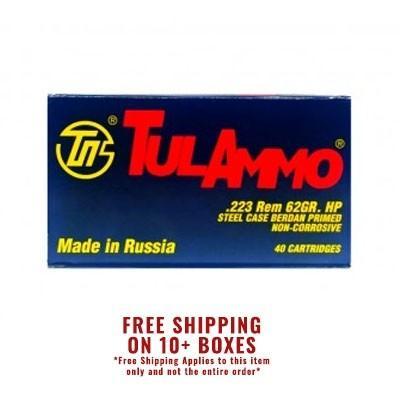 Tula 223 Rem 62gr HP Steel Cased 40 Rnd - $7.99 (Free Shipping on 10+ Boxes)