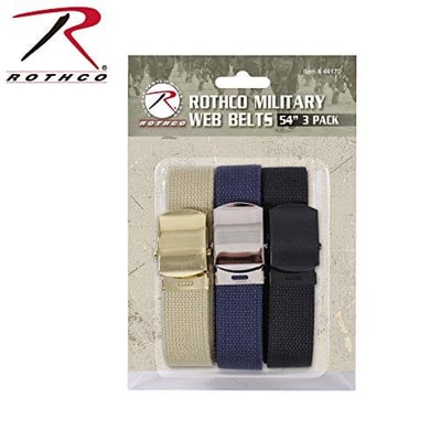 Rothco Military Web Belts 3 Pack, 54'' (Black, Navy Blue, Khaki) - $13.99