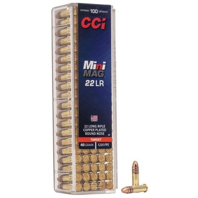 CCI Target Mini-Mag Rimfire Ammunition .22 LR 40 gr CPRN 1235 fps 100/ct - $8.54 with code DG5 