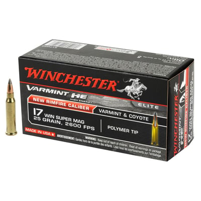 Winchester .17 WSM 25gr Polymer Tip Rimfire Ammo 500 round case - $169.95 