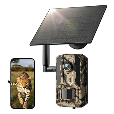 Loatos Trail Camera, 2k HD Live View Game Camera Built-in 4G LTE SIM Card Celluar Trail Cameras with Game Cameras with Night Vision Motion Activated Waterproof IP66 Rating 0.2S Trigger Speed - $28.49 + FREE Shipping