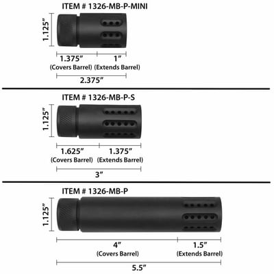 Guntec USA Slip Over Barrel Shroud With Multi Port Muzzle Brake (Anodized Black) - $29.95 - 34.95 - $34.95 ( Mini, Small or Large )