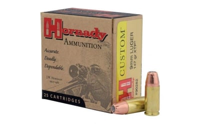 Hornady Custom 9mm XTP 147 Grain JHP 25Rd Box 90282 - $18.59 (Free S/H on Firearms)