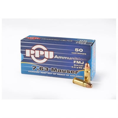 PPU, 7.63 Mauser, FMJ, 85 Grain, 50 Rounds - $24.22 (Buyer’s Club price shown - all club orders over $49 ship FREE)