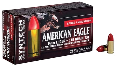 Federal American Eagle 9mm 115gr Total Syntech Jacket Round Nose (TSJRN) 50 Bx - $17.98