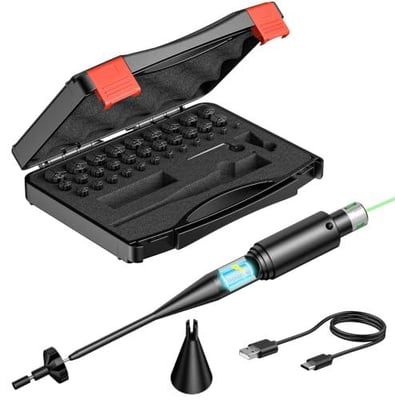 30% off CVLIFE Bore Sight Laser, Roller Adjustment Red/Green Laser Bore Sight Kit with 32 Adapters fit 0.17 to 12GA Calibers, Multi-Caliber Laser Bore Sighting Kit for All Firearms, Hunting bore Sight kit w/code CCYLBO28 - $30.79 + FREE Shipping