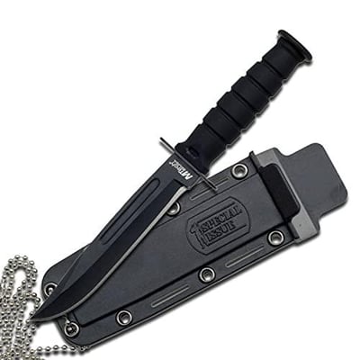 MTech USA Fixed Blade Tactical Neck Knife, Black Drop Point Blade with Blood Groove, Black Handle, 6-Inch Overall - $5.99 + FREE Shipping