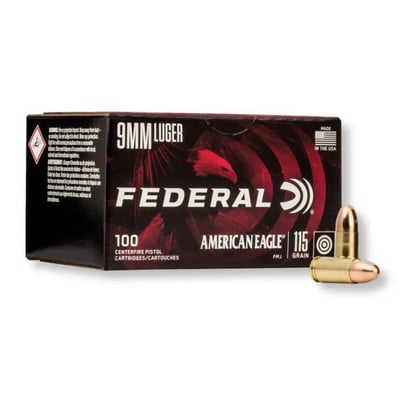 Federal American Eagle 9mm Luger 115gr FMJ, Clean-Burning, 1000 Rnds Brass - $219 (Free S/H)