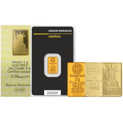 2 Gram Gold Bar - Random Design - $130.72 (Free S/H over $99)