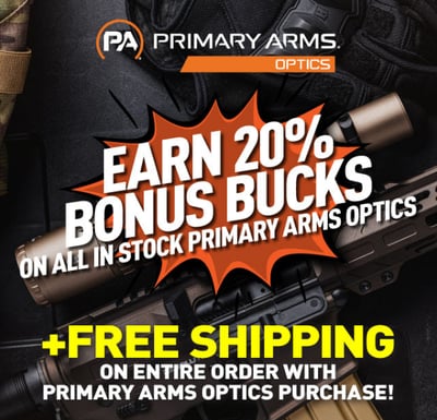20% Bonus Bucks on All In Stock Primary Arms Optics + Free Shipping 