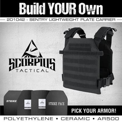 Sentry Plate Carrier, Build Your Own Combination - AR500, Ceramic or Polyethylene Body Armor - $183.95 + Free Shipping