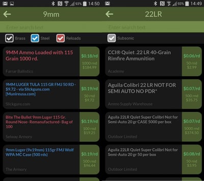 Free for iOS and Andorid - Wikiarms AmmoEngine Ammunition Finder App - Now supports filters for Steel, Reloads and Subsonic