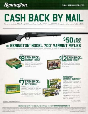 Remington Spring 2014 Rebate on Shotgun Ammo - $7 -50