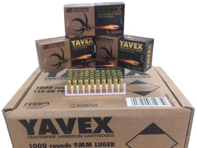 Yavex 9mm 115gr FMJ – 1000rd Case - $155