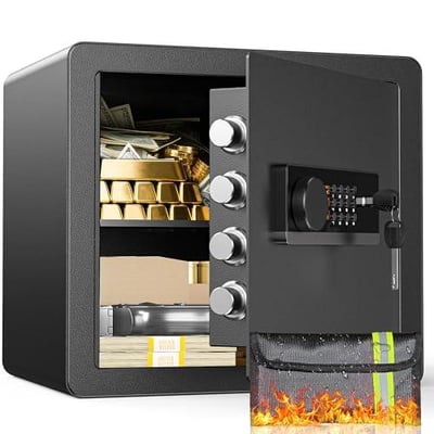 Safe Box 1.4 Cubic Feet Anti-theft Security Safe with Fireproof Waterproof Bag, Electronic Safety Lock Box for Home Office Hotel, Steel Home Safes for Money Valuables Documents Guns - $59.99 + FREE Shipping