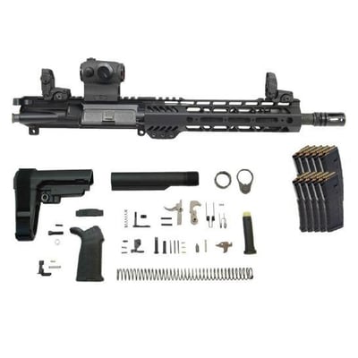 PSA 10.5" Carbine-Length 5.56 NATO 1/7 Phosphate M-Lok MOE EPT SBA3 Pistol Kit w/MBUS Sight Set, Romeo5 + 10 PMAGS - $859.99