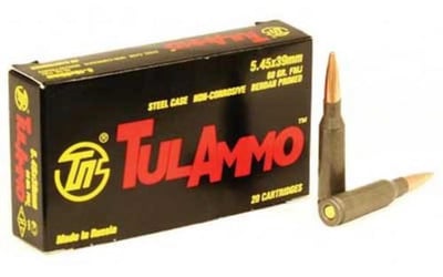 TulAmmo 5.45x39mm 60gr, FMJ, Steel Case, 20rd Box - $11.11