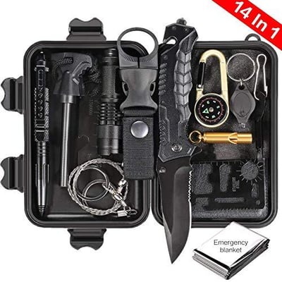 Puhibuox Survival Kit 14 in 1, Upgraded EDC Outdoor Emergency Survival Gear - $32.99 (Free S/H over $25)