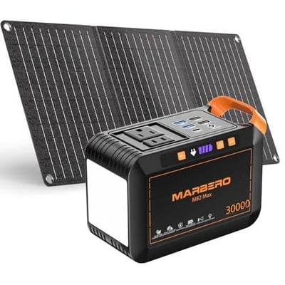 MARBERO Solar Generator 111Wh Portable Power Station with Solar Panel 30W Included Power Bank with AC Outlet 120W Surge - $99.98 + FREE Shipping