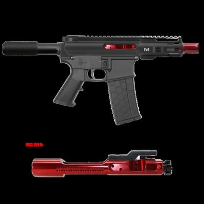 AR-15 5.56 Nato 5'' Pistol Kit / 4'' MLOK / Red Accents - $399.95