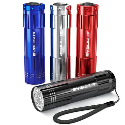 Pack of 4 BYB Super Bright 9 LED Mini Aluminum Flashlight with Lanyard Assorted Colors - $7.19 + FS over $35 (LD) (Free S/H over $25)
