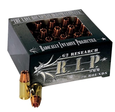 NEW! G2 Research R.I.P. Handgun Ammunition 9mm 92 Grain 20 Rd - $36.99 (Free Shipping over $50)