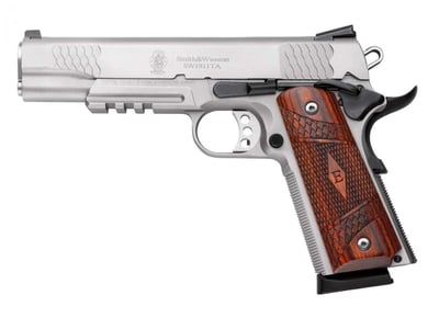 Smith & Wesson 108411 1911 E Series 45 ACP 5" 8+1 Stainless Steel Laminate Wood Grip with Rail - $1254.69 