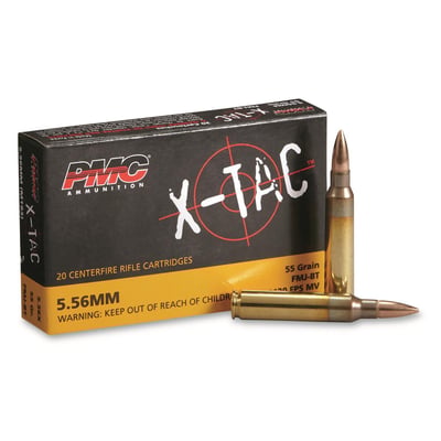 PMC X-Tac, 5.56x45mm NATO, FMJ-BT, 55 Grain, 20 Rounds - $9.49 (Free Shipping over $99)