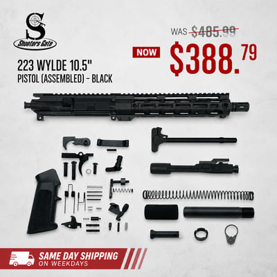 AR-15 .223 Wylde 10.5″ Pistol Build Kit (Assembled) – Black - $388.79