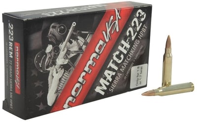 Norma USA Match 223 Rem 77 Gr Sierra MatchKing Hollow Point Boat Tail - $13.99 (Free Shipping over $50)